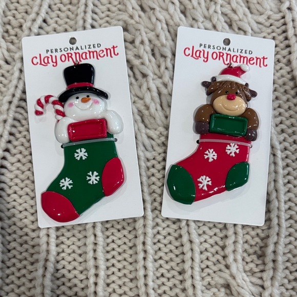 Other - Christmas Clay Ornaments Set- Snowman and Reindeer